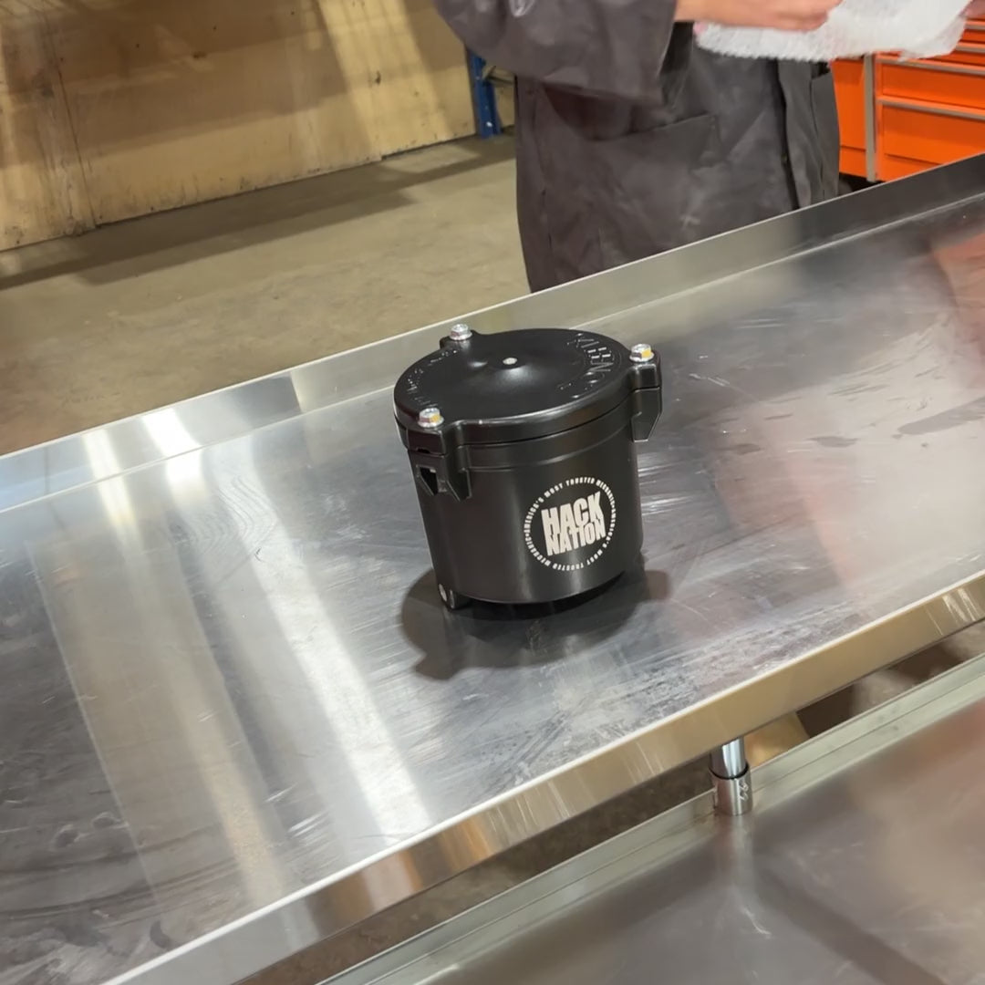 Hack Nation Oil Filtration System (HN-OFS) video of canister on bench